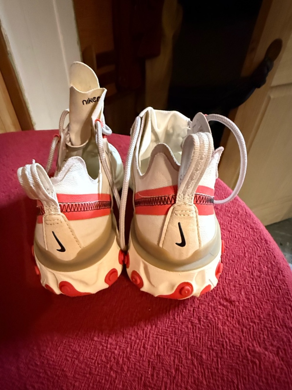 Womens React Element 55 Shoes Platinum Tint/Silver Lilac White and Red - Picture 5 of 9